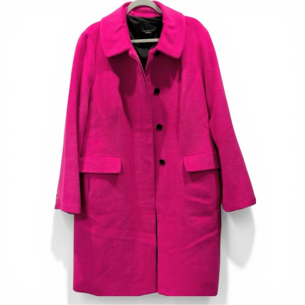 Talbots Fuchsia Wool Peacoat Size 18W Glam Barbiecore Barbie Pink Glamorous